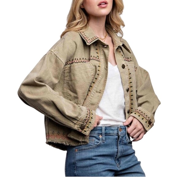 Zara Womens Embroidered Jacket Button Front Oversized Small Western Cowgirl NWOT - Picture 1 of 15